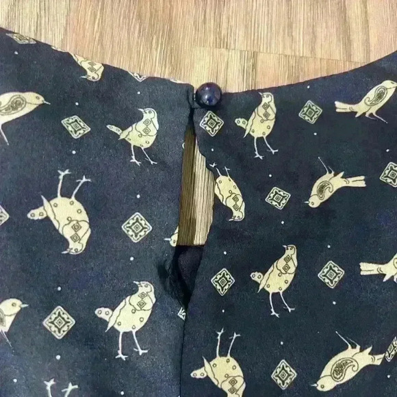 Lily Rose bird print 3/4 tab sleeve fully lined dress woman's size Large (#145) - Picture 6 of 6